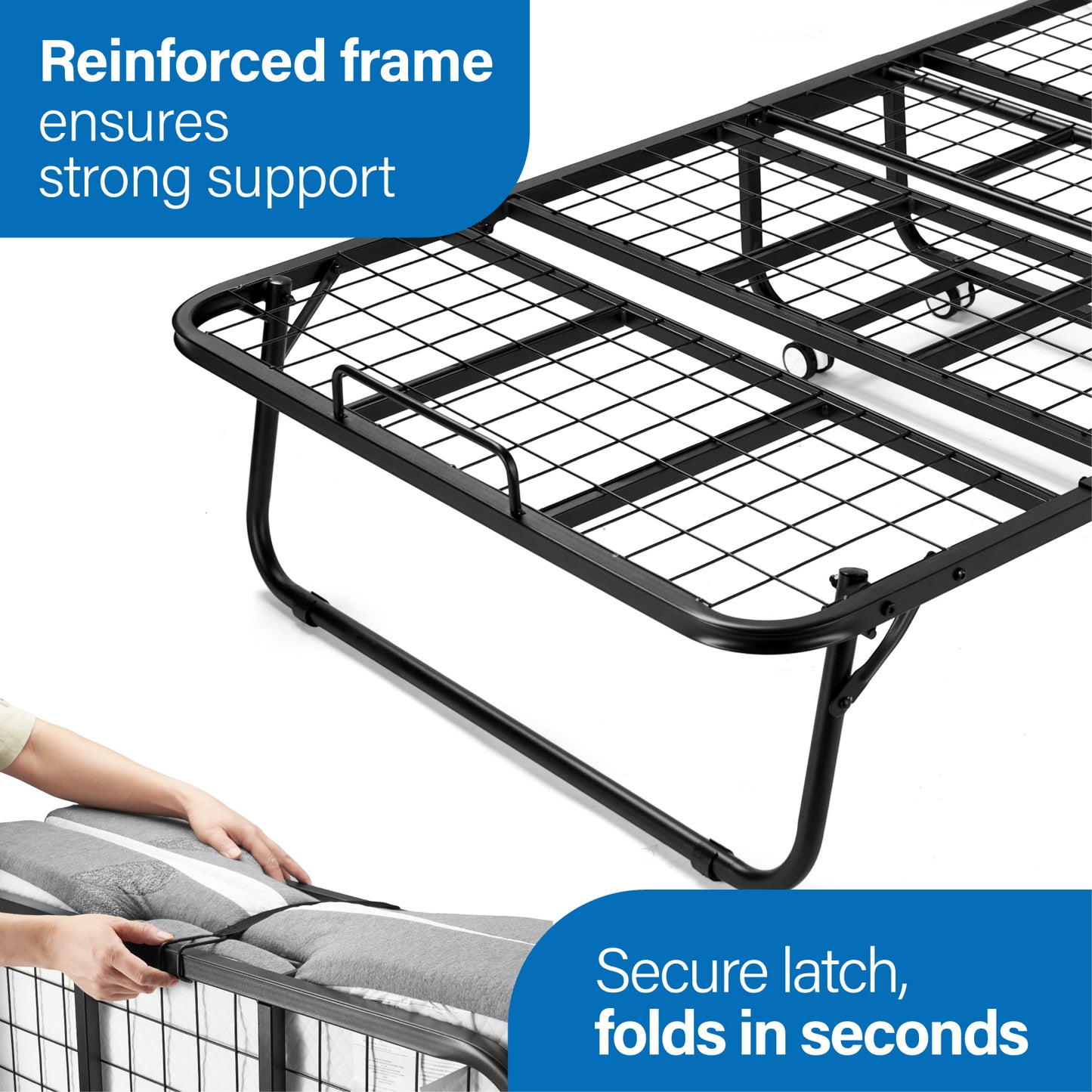 Folding Bed with 5 Inch Mattress, 75” x 38”/31" Portable Rollaway Bed with Memory Mattress and Metal Frame for Adults,Guest, Twin Size,Cot Size