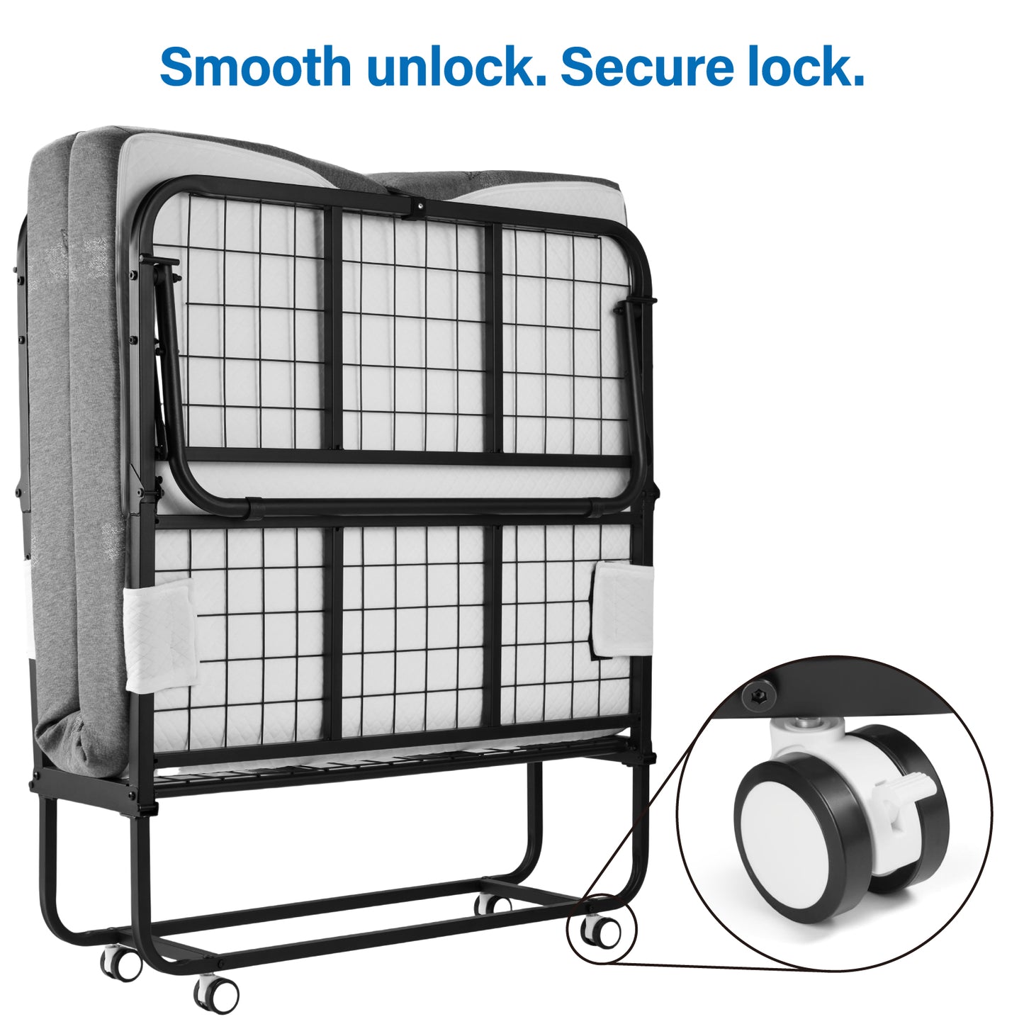 Folding Bed with 5 Inch Mattress, 75” x 38”/31" Portable Rollaway Bed with Memory Mattress and Metal Frame for Adults,Guest, Twin Size,Cot Size