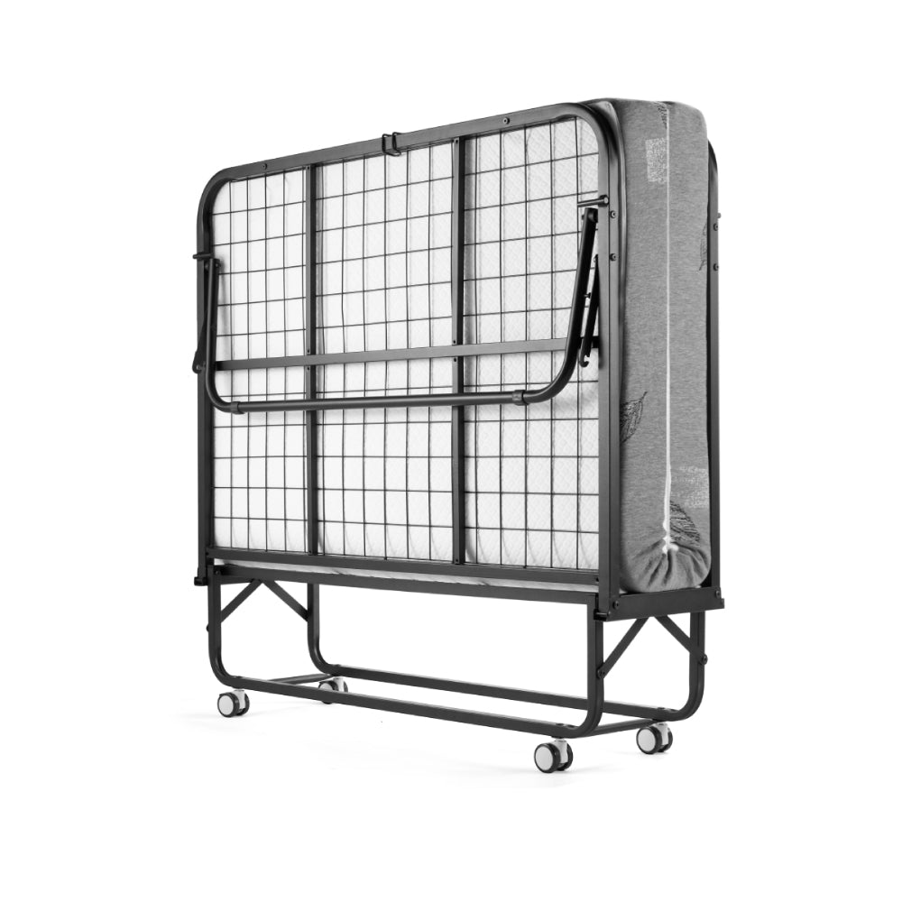 Folding Bed with 5 Inch Mattress, 75” x 45” Extra Wide Rollaway Guest Bed for Adults, Portable Foldable Metal Frame, Space-Saving Storage