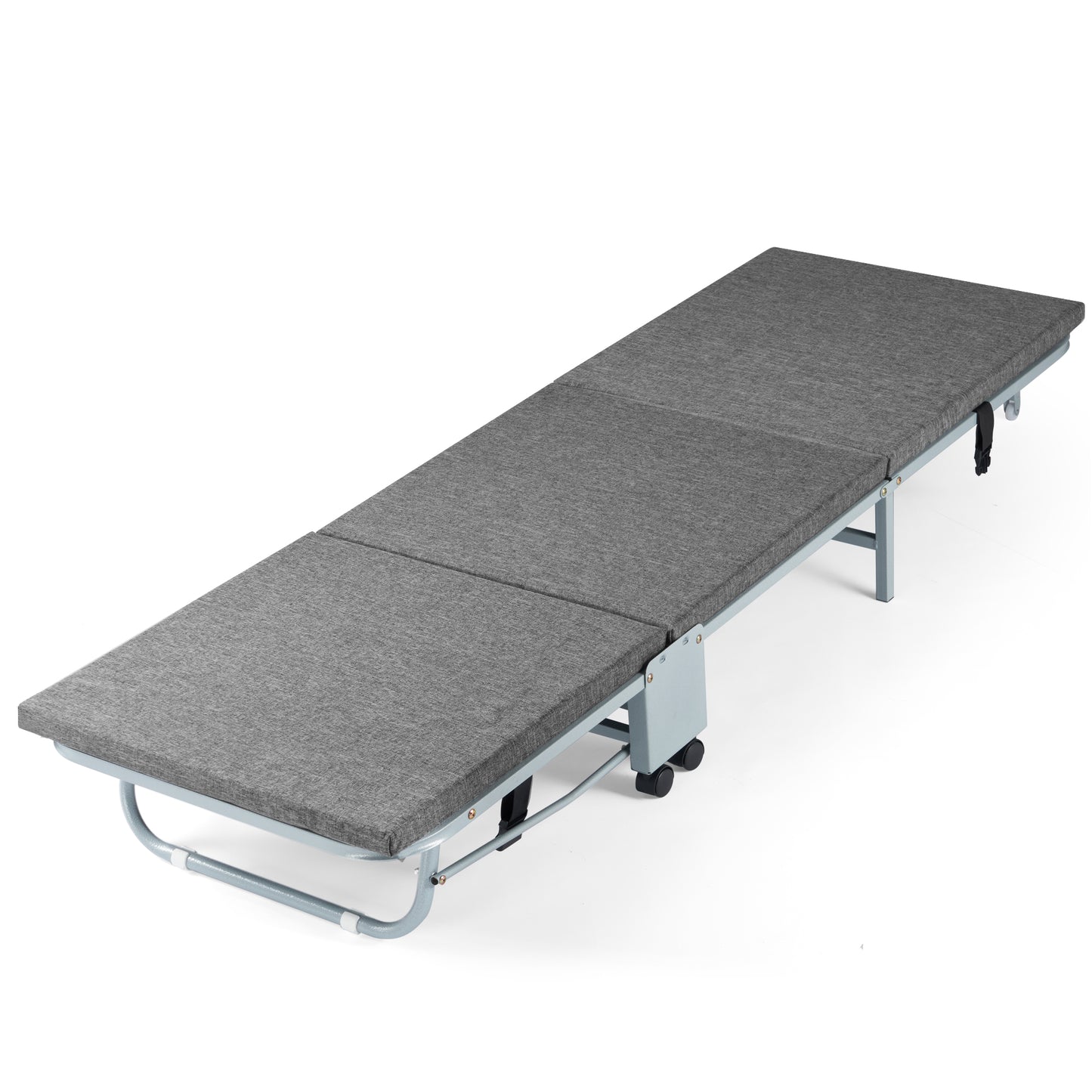 Folding Bed with Mattress for Adult - 71''x24'' Foldable Rollaway Bed for Guest, Space Saving Fold Up for Easy Storage